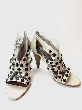 GIANNI BINI CREAM STUDDED STRAPPY SANDALS